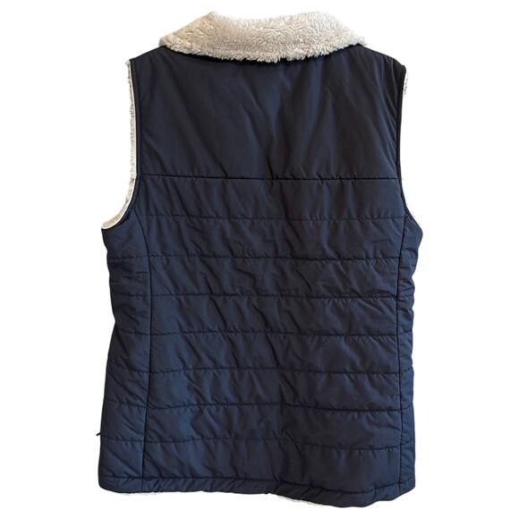 The North Face Mossbud Insulated Reversible Fleece Puffer Vest Navy White Size M - Picture 4 of 10